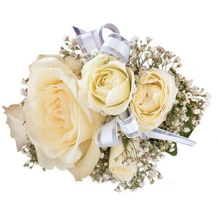 Large White Rose & Spray White Rose Pin Corsage